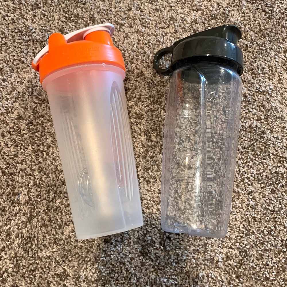 28 oz Bottles, one with blender ball